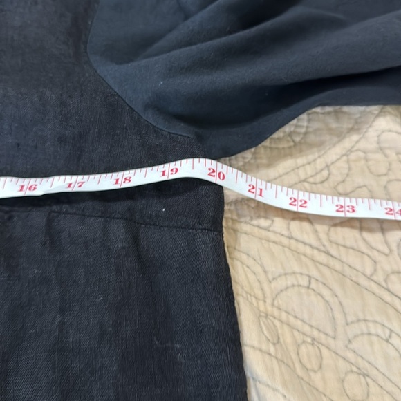 FLAX Woman’s 100% Linen Black Leganlook Tunic, Long Sleeve Pocket Dress - Picture 7 of 11